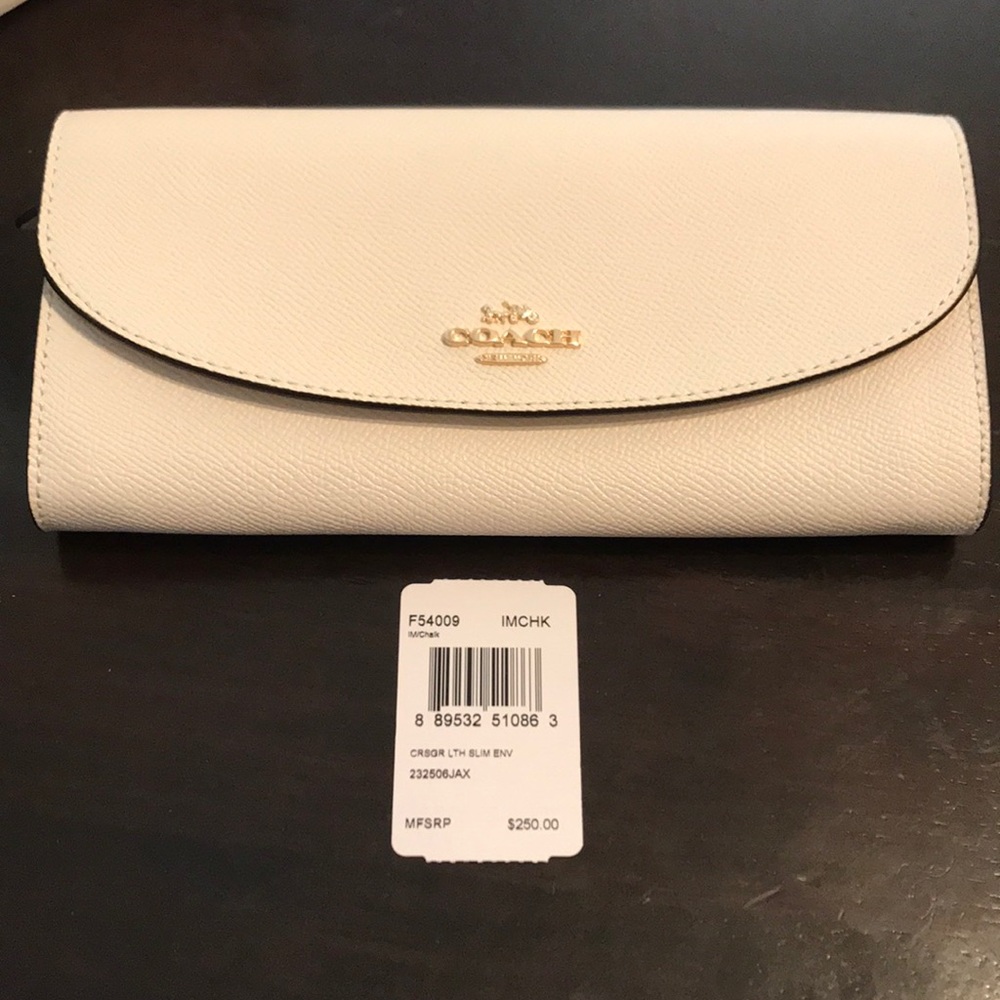 COACH F54009 Slim Envelope Wallet Chalk White